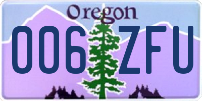 OR license plate 006ZFU