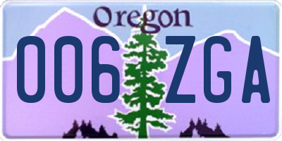 OR license plate 006ZGA