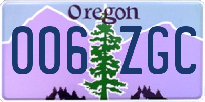 OR license plate 006ZGC