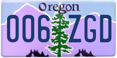 OR license plate 006ZGD
