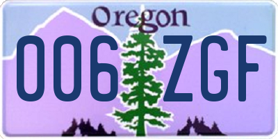 OR license plate 006ZGF