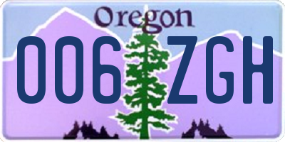 OR license plate 006ZGH