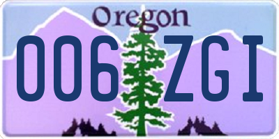 OR license plate 006ZGI
