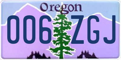 OR license plate 006ZGJ