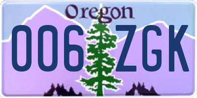 OR license plate 006ZGK