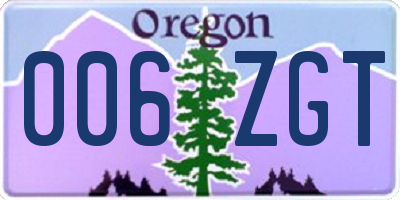 OR license plate 006ZGT
