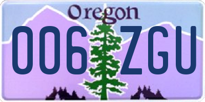 OR license plate 006ZGU