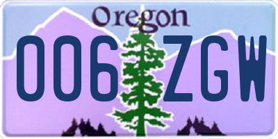 OR license plate 006ZGW