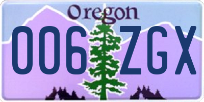 OR license plate 006ZGX