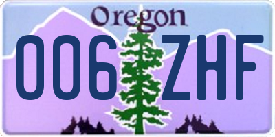 OR license plate 006ZHF