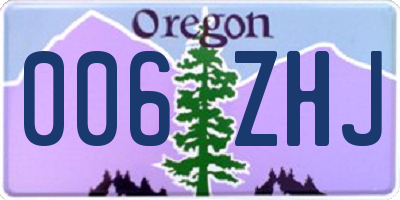 OR license plate 006ZHJ
