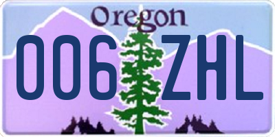 OR license plate 006ZHL
