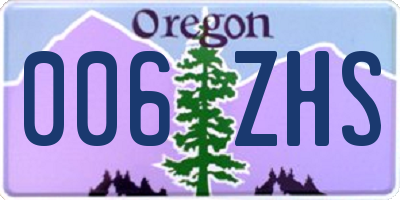 OR license plate 006ZHS