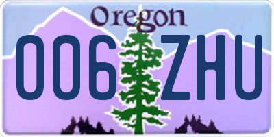 OR license plate 006ZHU