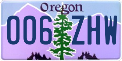 OR license plate 006ZHW