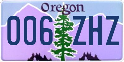 OR license plate 006ZHZ