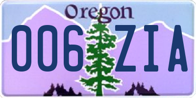 OR license plate 006ZIA