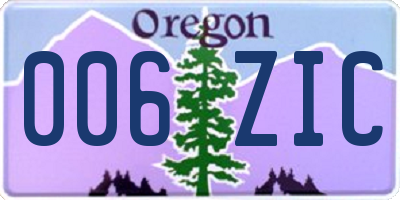 OR license plate 006ZIC