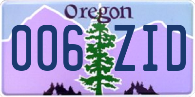 OR license plate 006ZID