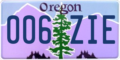 OR license plate 006ZIE