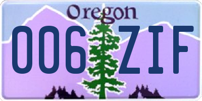 OR license plate 006ZIF