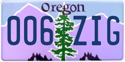 OR license plate 006ZIG