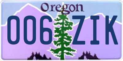 OR license plate 006ZIK