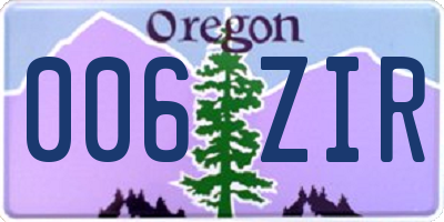 OR license plate 006ZIR