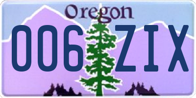 OR license plate 006ZIX
