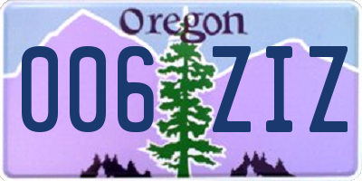 OR license plate 006ZIZ
