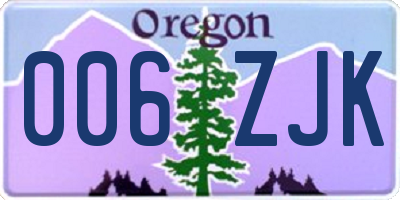 OR license plate 006ZJK