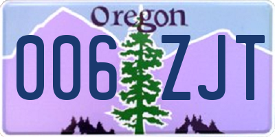 OR license plate 006ZJT