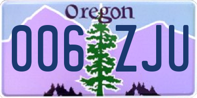 OR license plate 006ZJU