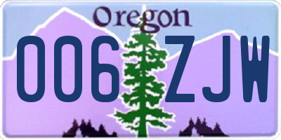OR license plate 006ZJW