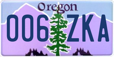 OR license plate 006ZKA