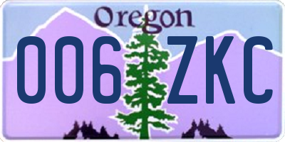 OR license plate 006ZKC