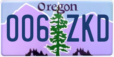 OR license plate 006ZKD