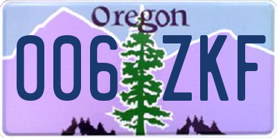 OR license plate 006ZKF