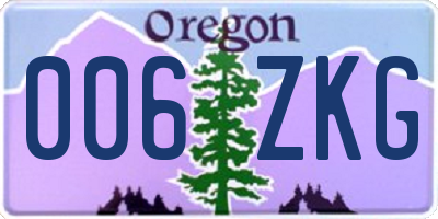 OR license plate 006ZKG