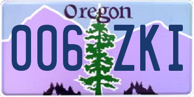 OR license plate 006ZKI