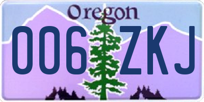 OR license plate 006ZKJ