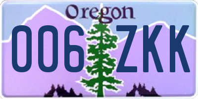 OR license plate 006ZKK