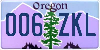 OR license plate 006ZKL