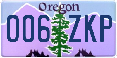 OR license plate 006ZKP