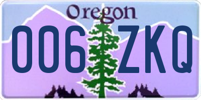 OR license plate 006ZKQ