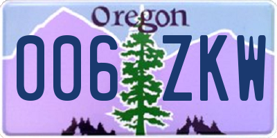OR license plate 006ZKW