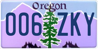 OR license plate 006ZKY