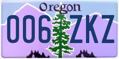 OR license plate 006ZKZ