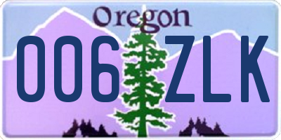 OR license plate 006ZLK