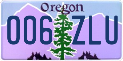 OR license plate 006ZLU